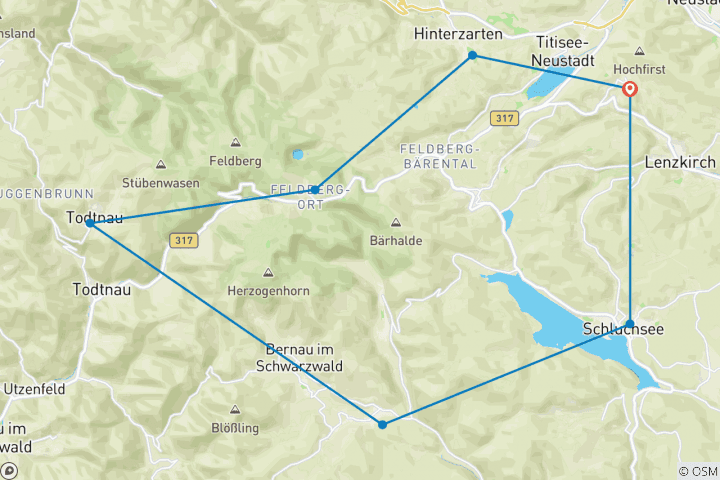 Carte du circuit La Forêt-Noire enchanteresse - Entre Schluchsee et Feldberg (8 jours)