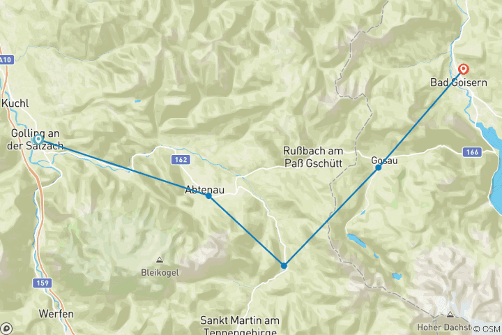 Kaart van Salzalpensteig 2 - 6 dagen van Berchtesgadener Land naar de werelderfgoedregio Salzkammergut (6 dagen)