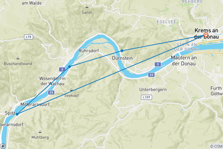 Carte du circuit Circuit du patrimoine mondial Wachau 5 jours - avec charme (5 jours)
