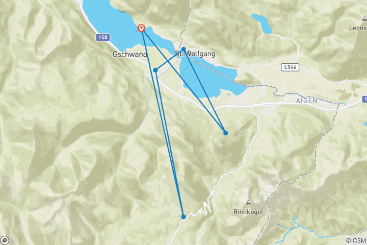 Mapa de Senderismo alpino en el Salzkammergut (8 días)