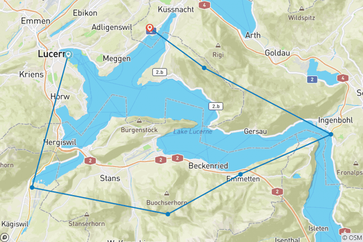 Carte du circuit Circuit du lac des Quatre-Cantons (7 jours)