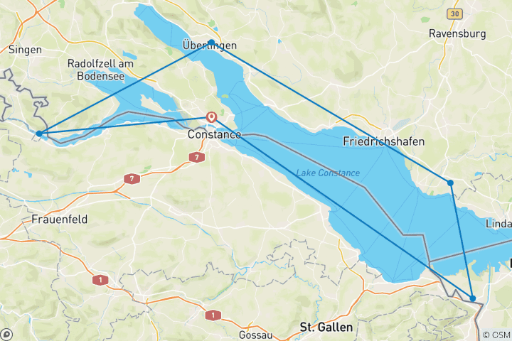 Karte von Die große Runde am Bodensee (7 Tage)