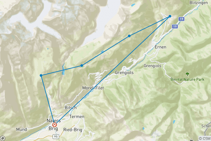 Carte du circuit Sentier panoramique d'Aletsch (6 jours)