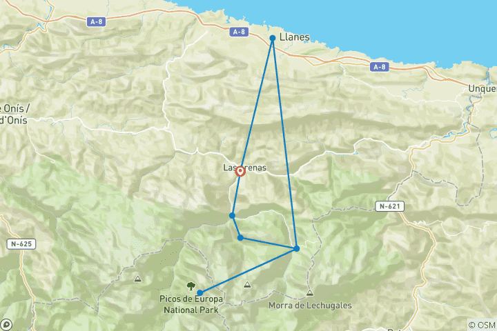 Carte du circuit Espagne - Picos de Europa Nord (8 jours)