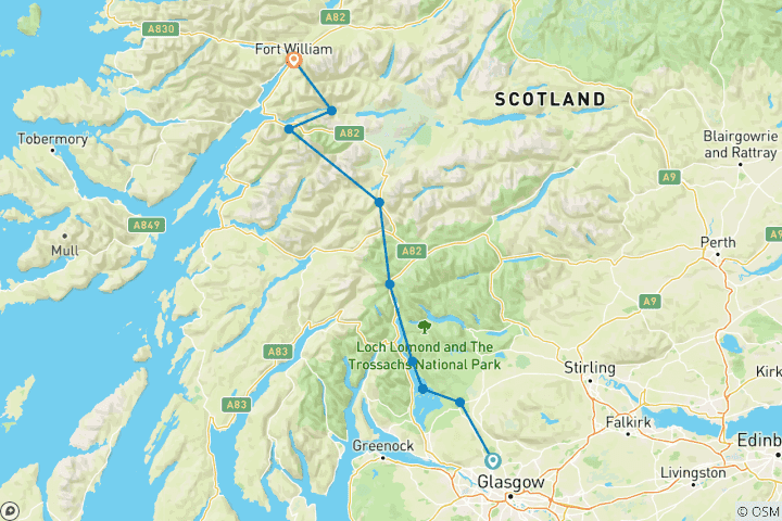 Map of Scotland - West Highland Way (10 days)