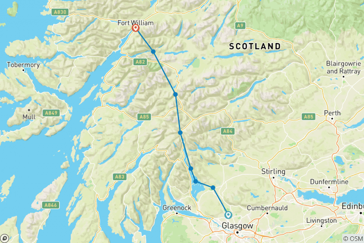 Map of Scotland - West Highland Way - 8 days (8 days)
