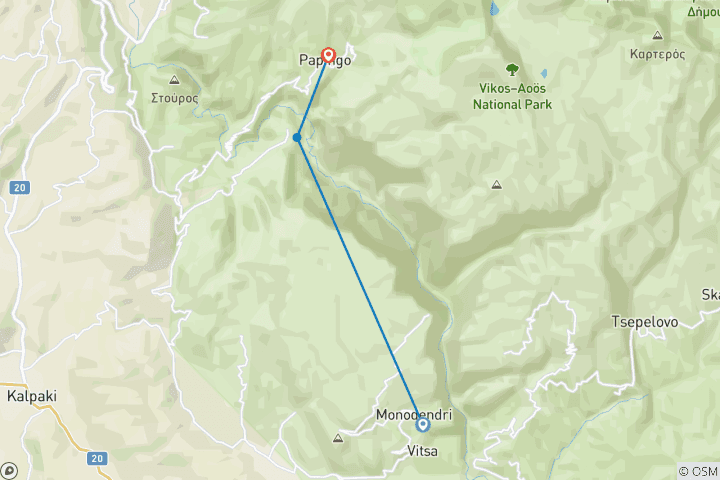 Map of Zagori: Vikos Gorge (7 days)