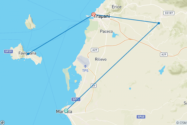 Carte du circuit Sicile - Cyclisme entre côtes et temples (7 jours)