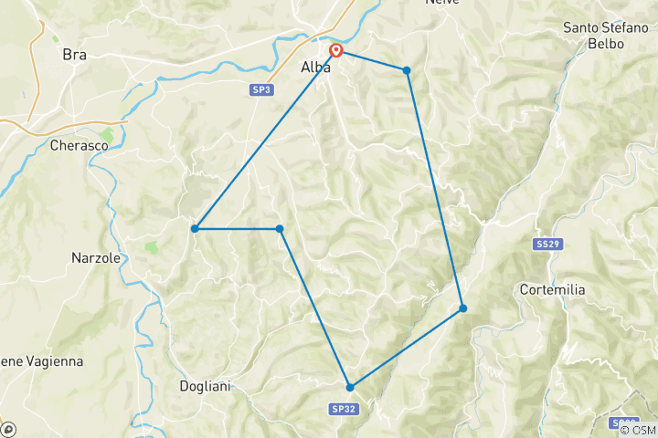 Carte du circuit Randonnée plaisir dans le Piémont (8 jours)