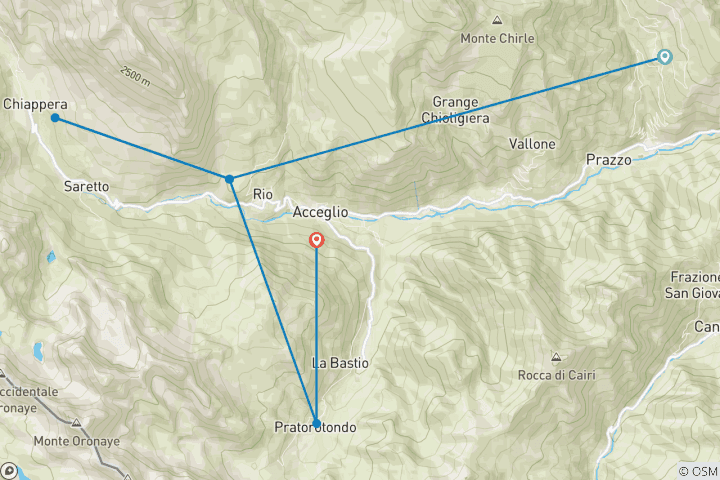 Map of Piedmont - Val Maira (8 days)