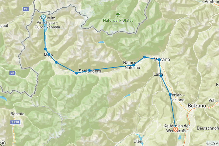 Karte von Reschensee - Kalterer See 9 Tage