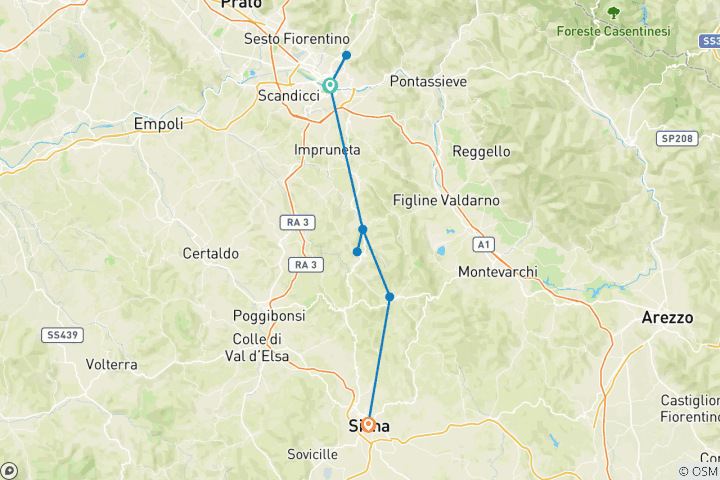 Mapa de Toscana - Descubre la región del Chianti (8 días)