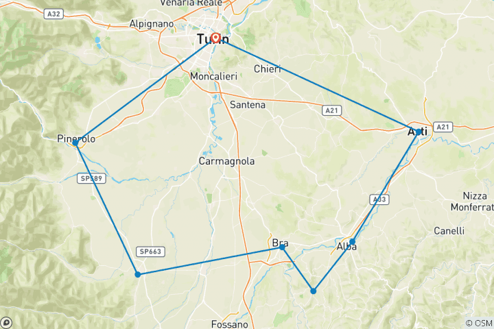 Carte du circuit Circuit du Piémont - Le jardin d'Eden de l'Italie (8 jours)