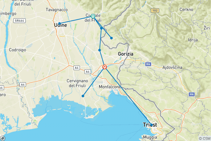 Karte von Italien - Doppelsternfahrt Friaul (8 Tage)