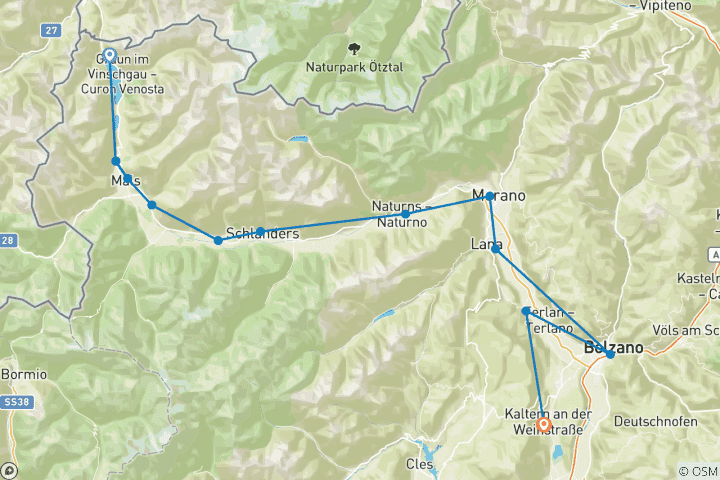 Karte von Reschensee - Kalterer See 9 Tage mit Charme