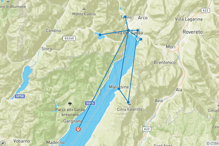 Mapa de Lago de Garda individualmente - entre montañas y ambiente mediterráneo (7 días)
