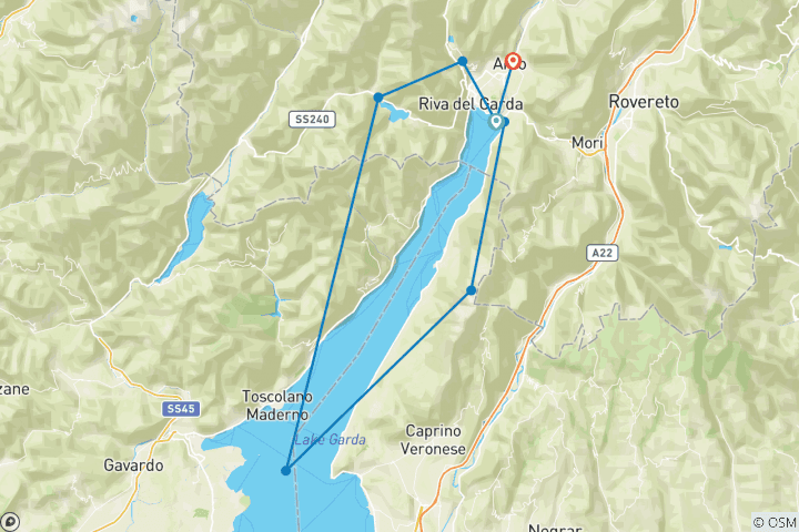 Carte du circuit Italie individuelle - Gardatrek (7 jours)