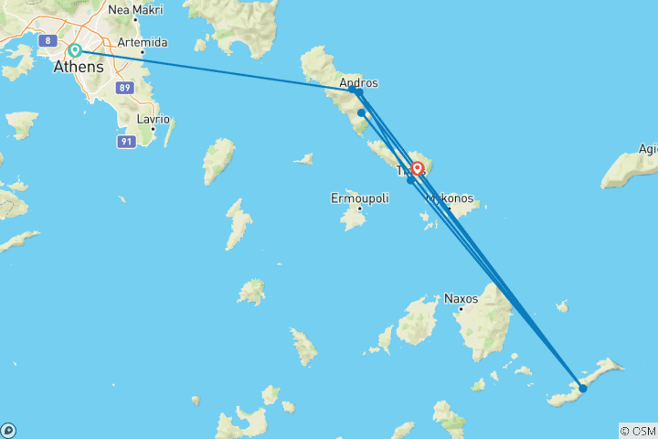 Karte von Griechenland: Die Inseln Andros & Tinos erkunden (8 Tage)