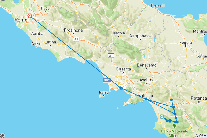 Karte von Im Herzen des Cilento Nationalparks 11 Tage