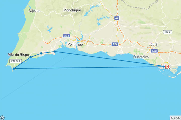 Carte du circuit Portugal - Côte de rêve en Algarve (7 jours)