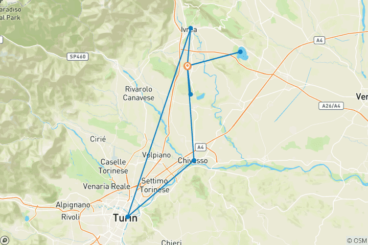 Carte du circuit Voyage en étoile dans le Piémont - le secret de l'Italie (7 jours)