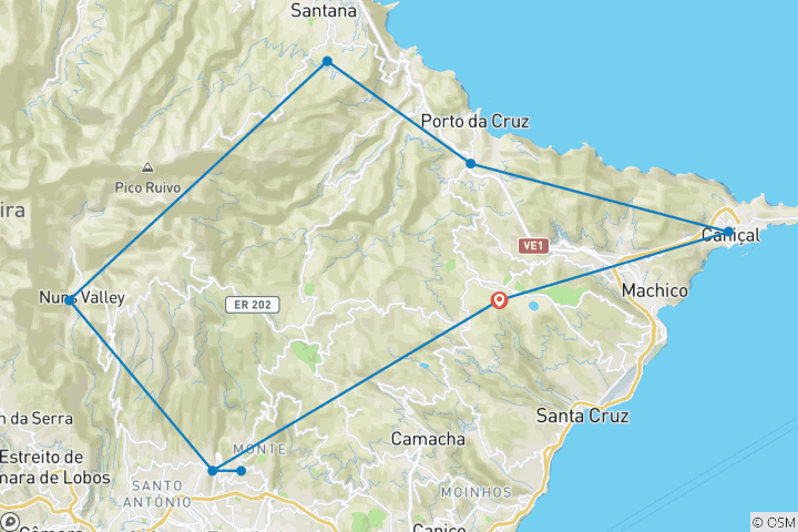 Map of Madeira - Walking from Quinta to Quinta - 8 days