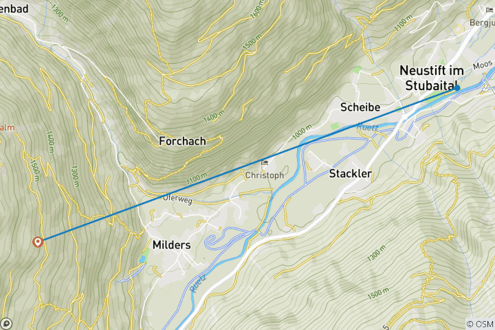 Carte du circuit Alpes de Stubai pour les célibataires et les personnes voyageant seules (7 jours)