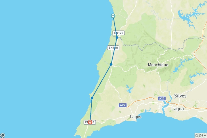 Carte du circuit Rota Vicentina - le long de la côte atlantique sauvage (9 jours)