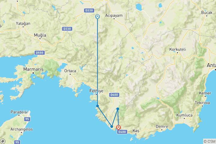 Karte von Türkei individuell - den Lykischen Weg erwandern (8 Tage)