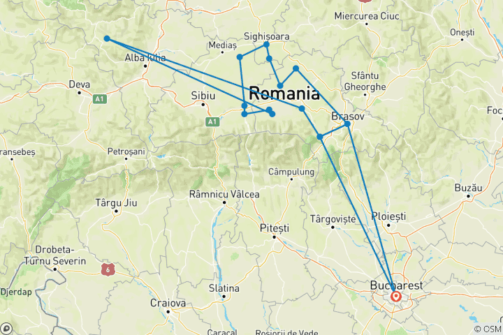 Carte du circuit Explorer le patrimoine de la Transylvanie à vélo (8 jours)