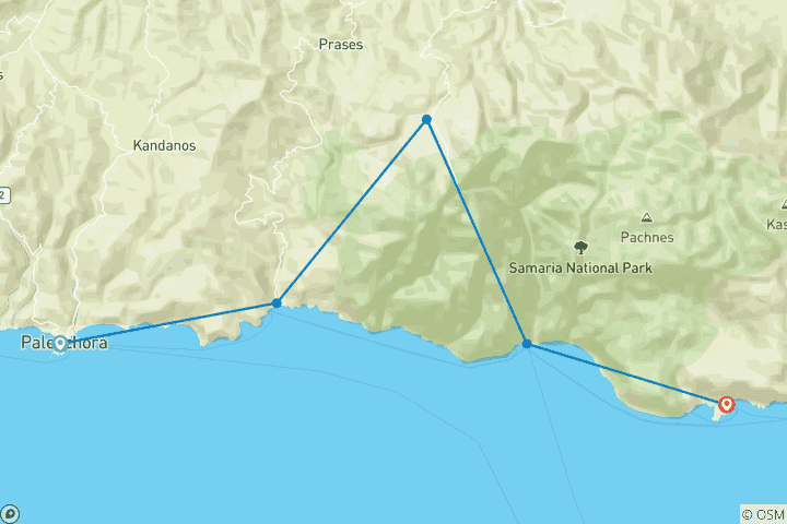 Karte von Kreta - Schluchten des Südwestens (8 Tage)