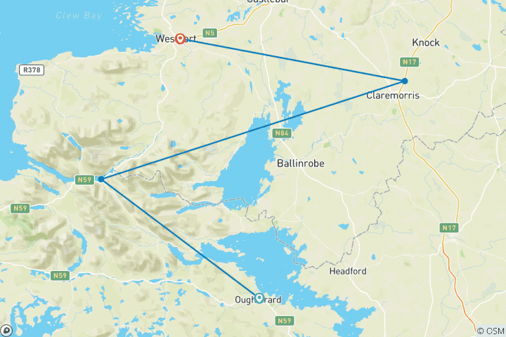 Carte du circuit Irlande - Connemara et Western Way, 8 jours