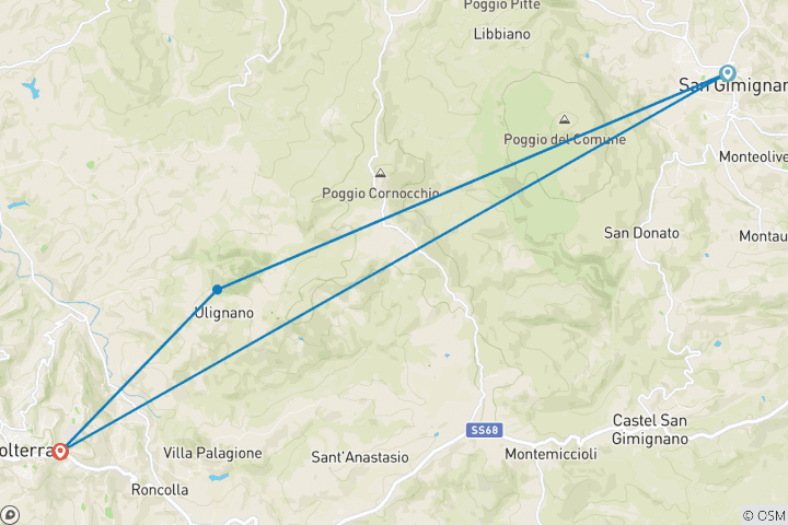 Carte du circuit Italie - Vélo autour de San Gimignano et Volterra (8 jours)