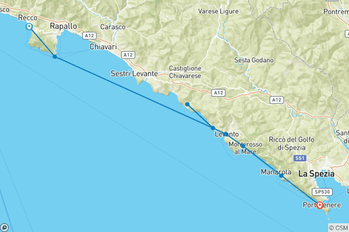Carte du circuit Italie - Portofino et Cinque Terre (8 jours)