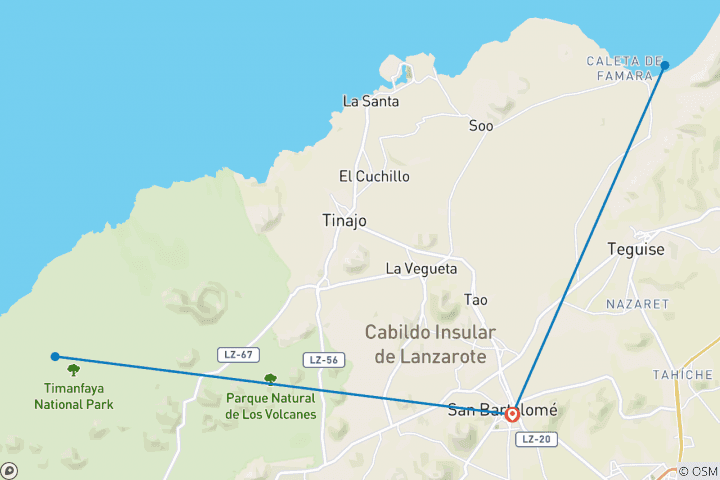Karte von Lanzarotes Highlights erwandern (8 Tage)