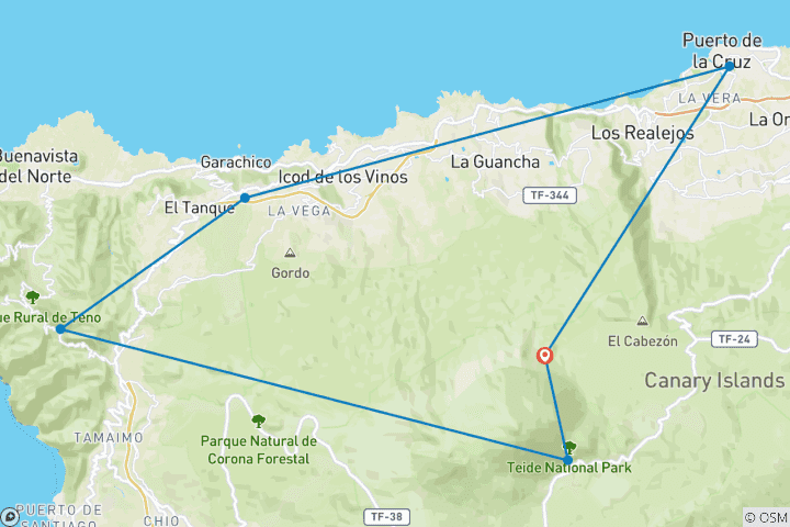 Carte du circuit Randonnée dans les hauts lieux de Tenerife (8 jours)
