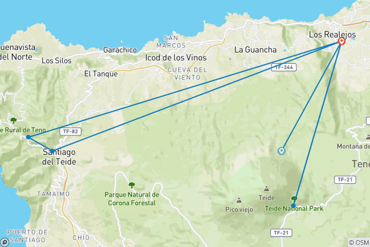 Carte du circuit Randonnée à Tenerife (8 jours)