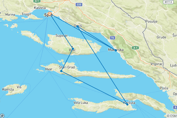 Map of Hike the Highlights of Dalmatia