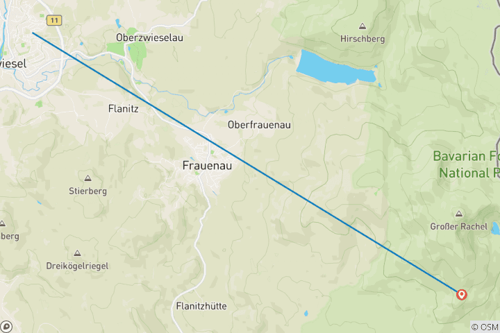 Map of Hiking the Highlights in the Bavarian Forest National Park 7 Days