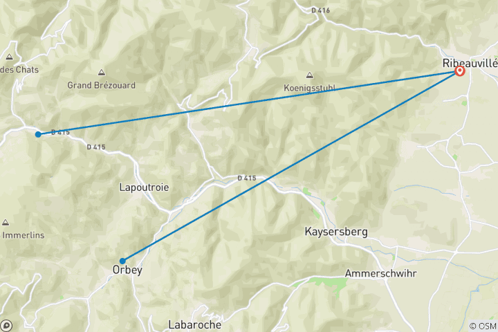 Carte du circuit Découverte culinaire de l'Alsace - Randonnée entre Rhin et Vosges (7 jours)