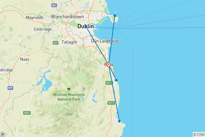 Carte du circuit Irlande - Randonnée dans les Wicklows (8 jours)