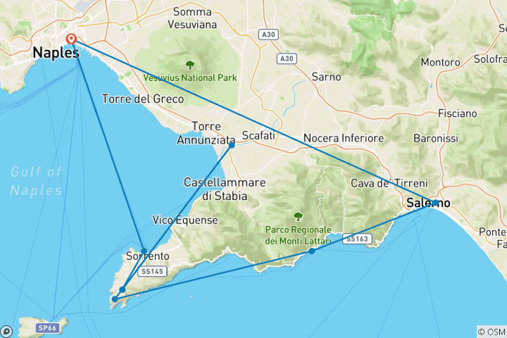 Karte von Amalfi, Sorrento und Capri gemütlich erwandern (8 Tage)