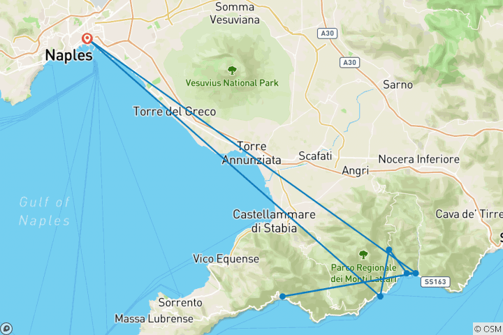 Carte du circuit Randonnée sur les points forts de la côte amalfitaine (8 jours)