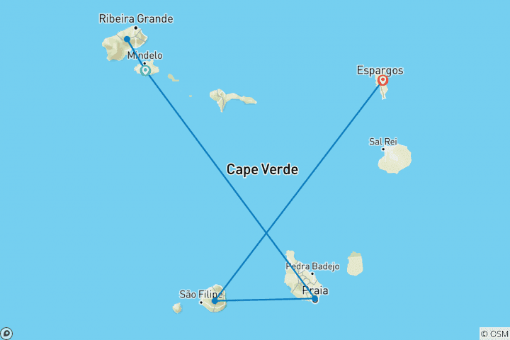 Carte du circuit Randonnée dans les hauts lieux du Cap-Vert (15 jours)