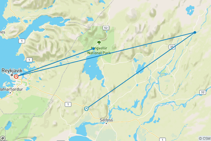 Carte du circuit Randonnée en Islande (8 jours)