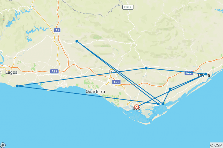 Carte du circuit Randonnée dans les hauts lieux de l'Algarve (8 jours)