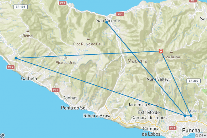 Map of New Year's Eve in Madeira (8 days)