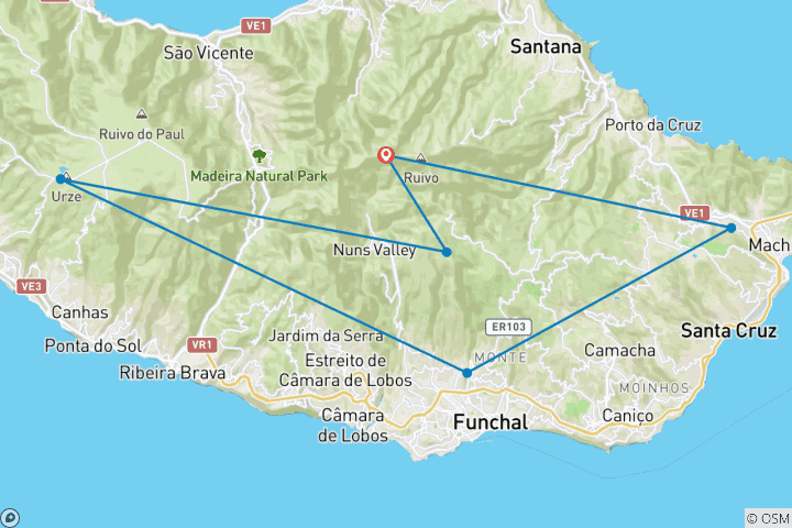 Carte du circuit Randonnée confortable à Madère (8 jours)