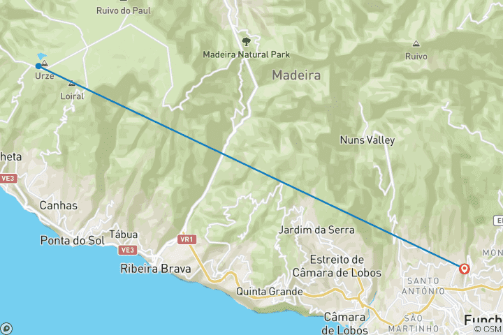 Carte du circuit Randonnée dans les hauts lieux de Madère (8 jours)