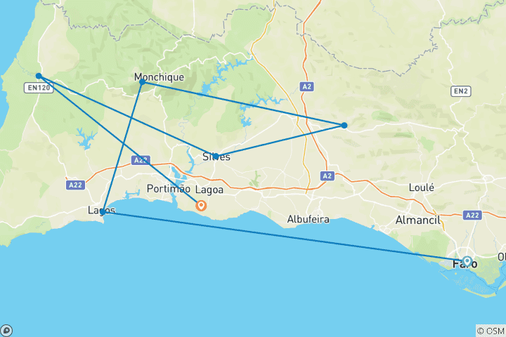 Mapa de Empieza el año nuevo con todo el confort en el Algarve (8 días)